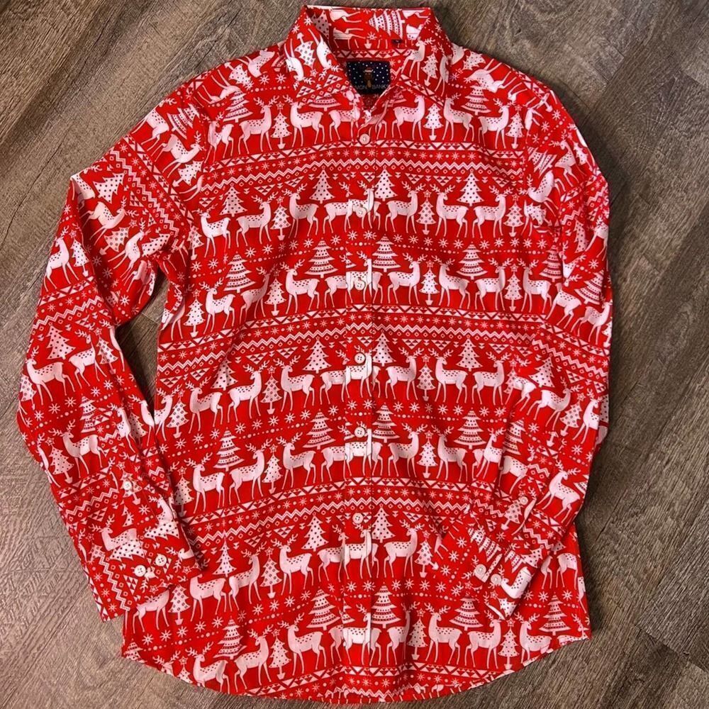 Simon Banks Reindeer Button-Up-Size Small‎